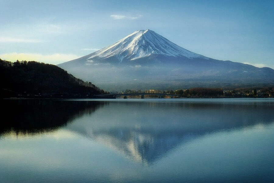 Озеро Кавагути и отражение горы Фудзи
